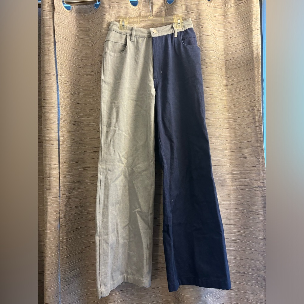 Dual Colored Light and Dark Wash Wide Leg Jeans